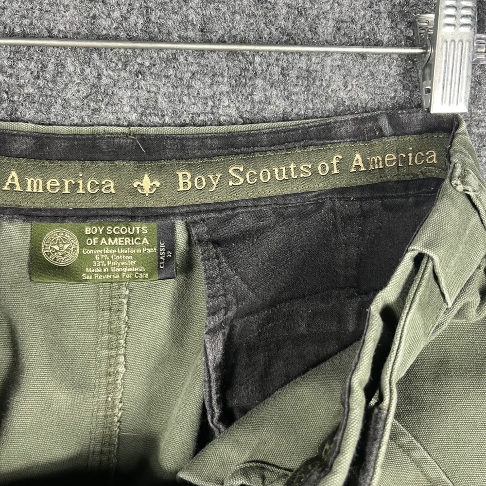 Boy Scouts of America Convertible Uniform Pants Mens 32 Green Cargo Zip-Off Leg - Picture 11 of 11